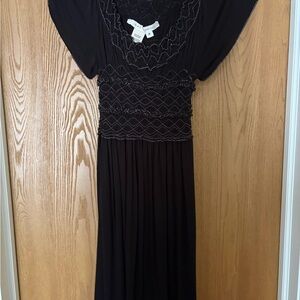 Max Studio Black Embroidered Waist Maxi Dress